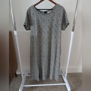 LOFT Black and White Leopard Print Midi Dress